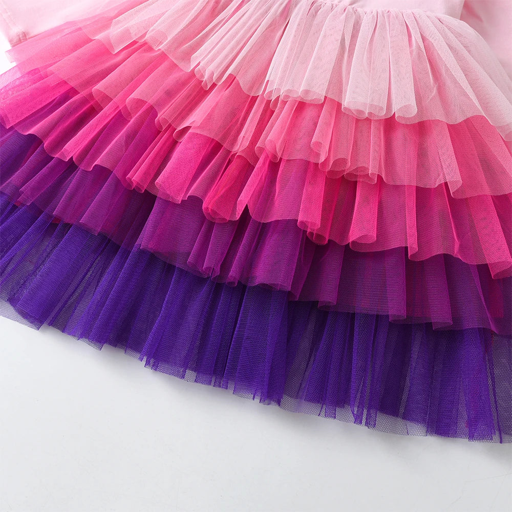 Pink Layered Princess Girls Dress