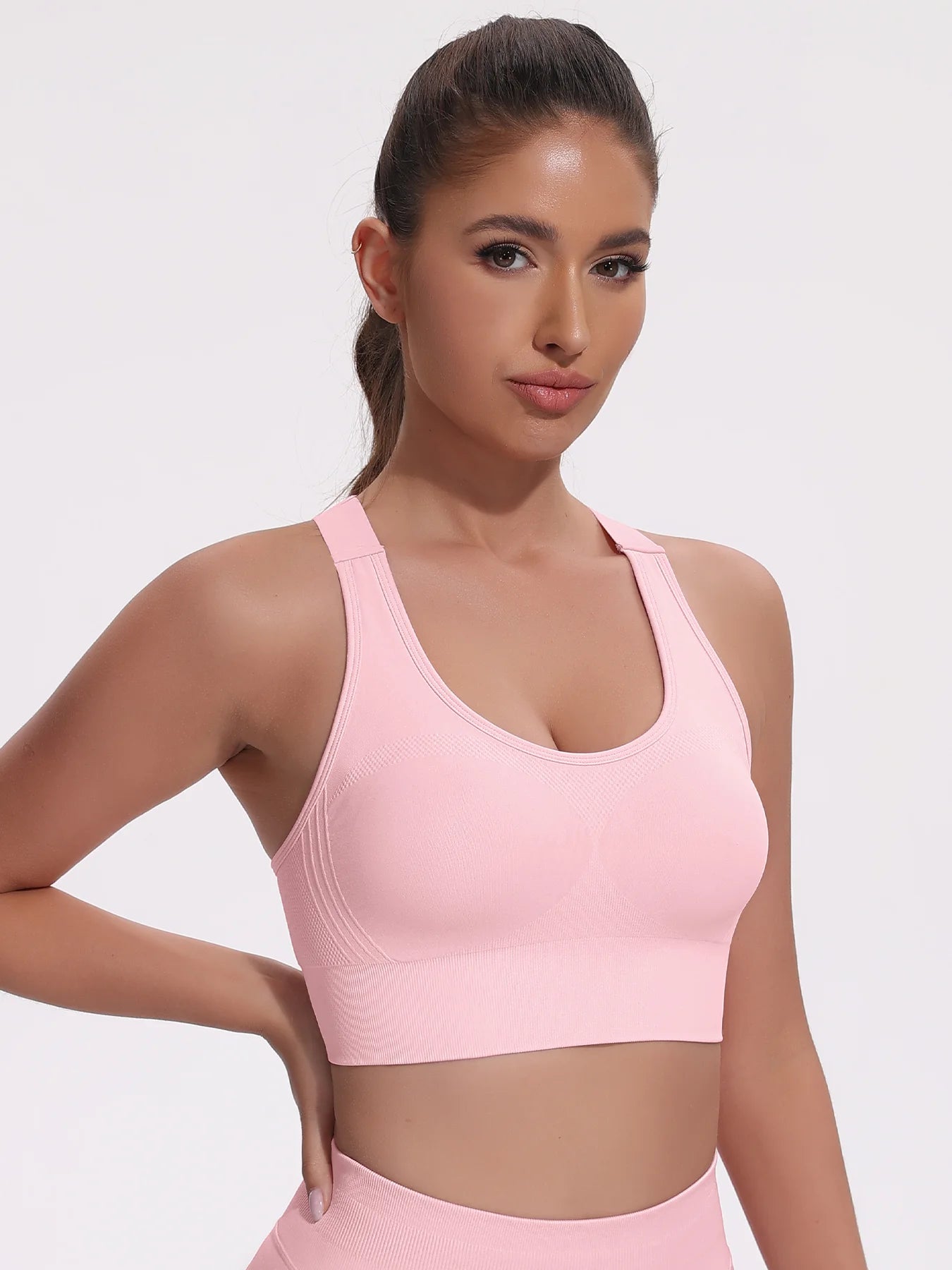 Beautiful Back Sports Bras For Women Seamless Adjustable Strap Shockproof Elastic Fitness Athletic Brassiere Slim Yoga Top