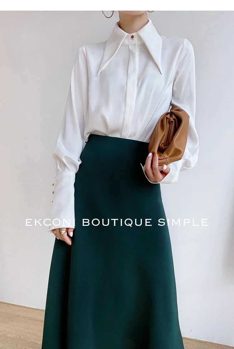 Elegant Satin Office Casual Shirt
