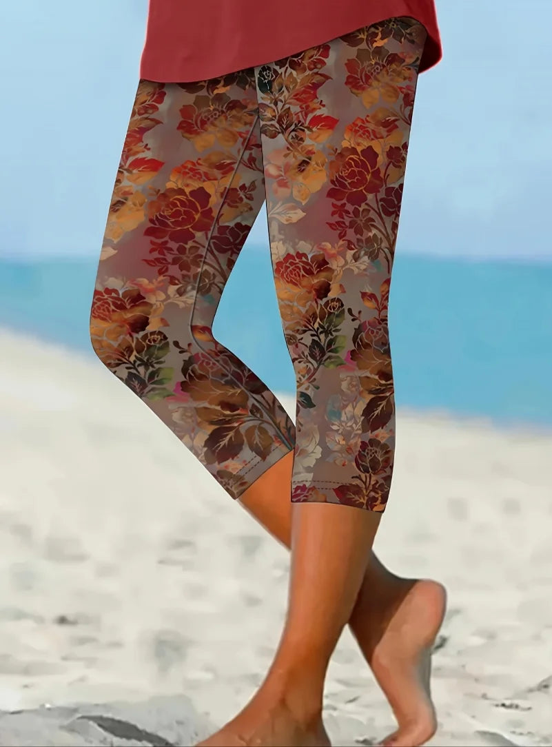 European and American Fashion Printed Tight-Fitting Leggings Suitable for Vacation/Commuting/Light Exercise/Home Use (Economical and Durable)