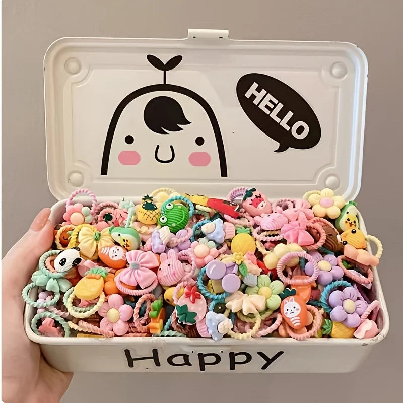 100Pcs/50Pcs Pet Hair Accessory Set, Cute Designs of Flowers, Bows, Fruits, and Small Animals, Headbands and Hairbands Suitable for Dogs and Cats (Hair Accessories Only, Random Styles and Colors)