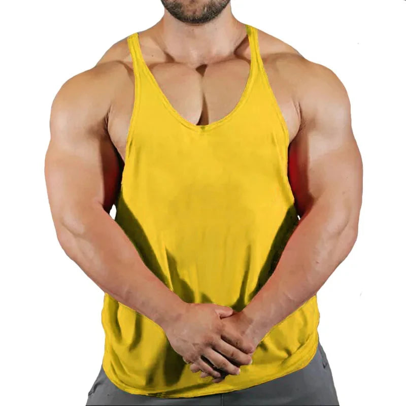 Gym T-shirts Muscle Men's Clothes Workout Fitness Shirt Singlets Tank Top Vest Man Sportswear Muscular Bodybuilding Stringer