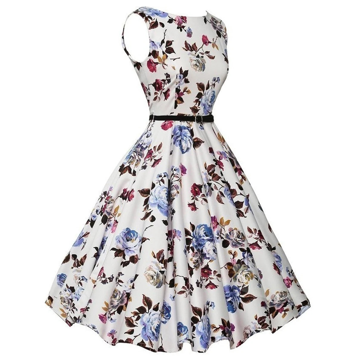 Women Dress Vintage Robe Audrey Hepburn Rockabilly Retro Sleeveless Print Party dresses Summer Vestidos