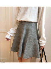 Knitted High Waist Pleated Skirt