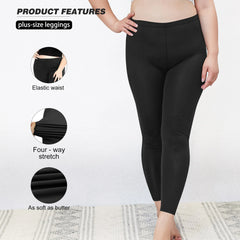 1XL-5XL Womens Leggings High Elastic Solid Color Nine Points Trousers Up To 300 Lbs