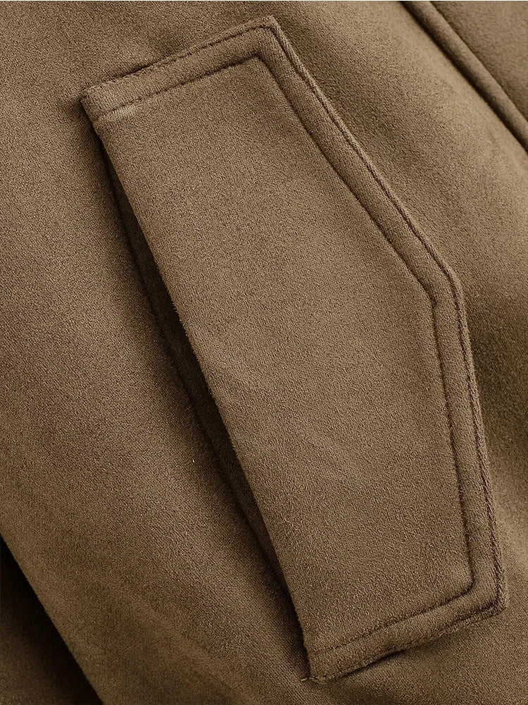 Elegant Hooded Double Breasted Jacket