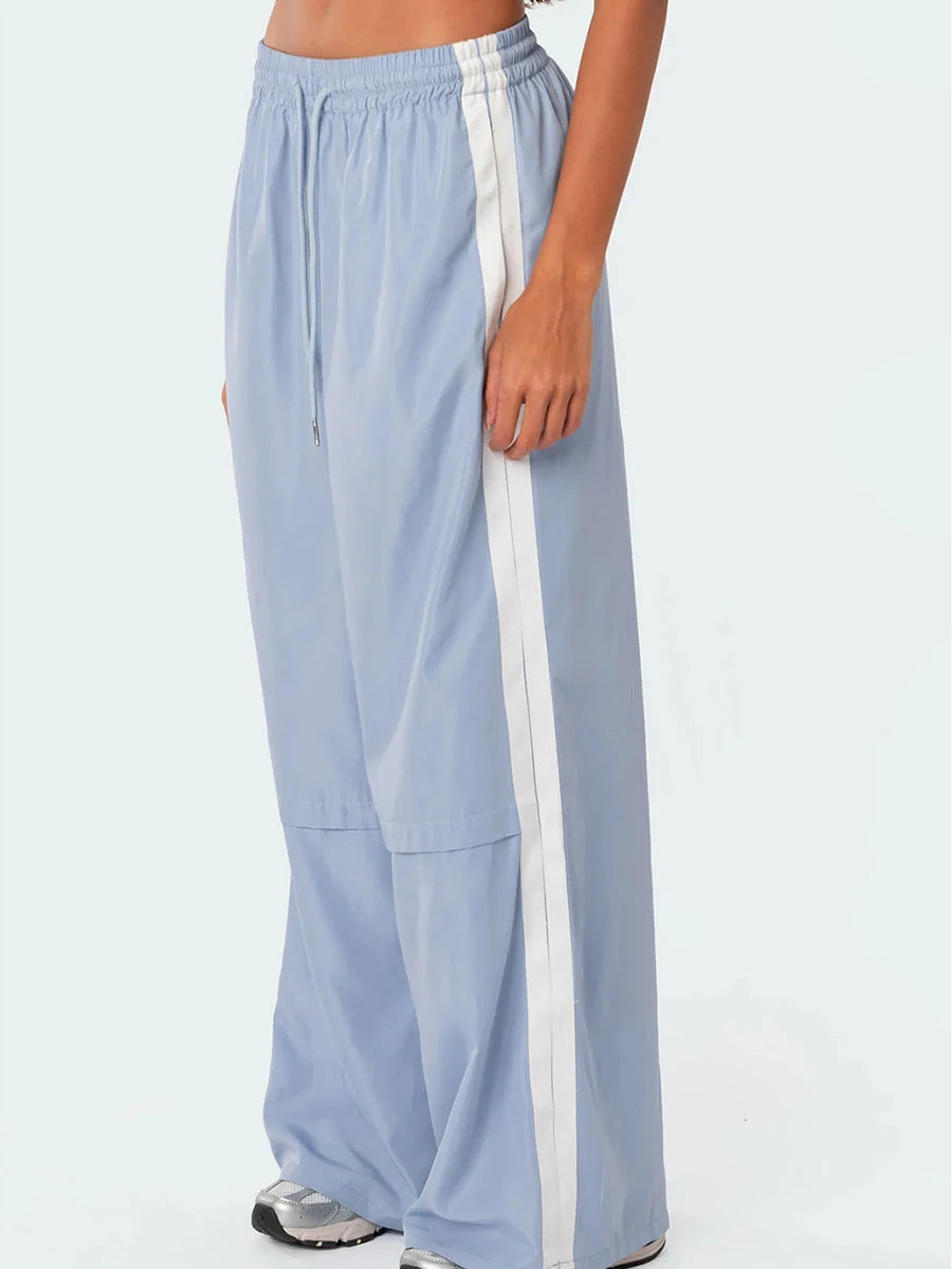 Striped Drawstring Casual Cargo Pants