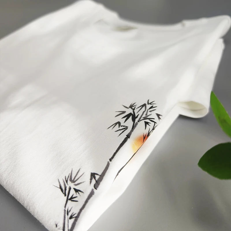 Chinese Print Cotton Summer Tee