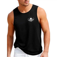Men Summer Breathable Mesh Tank Top, Stylish Logo Print Sleeveless Shirt, Casual Sports Fitness Gym Vest for Daily & Workout
