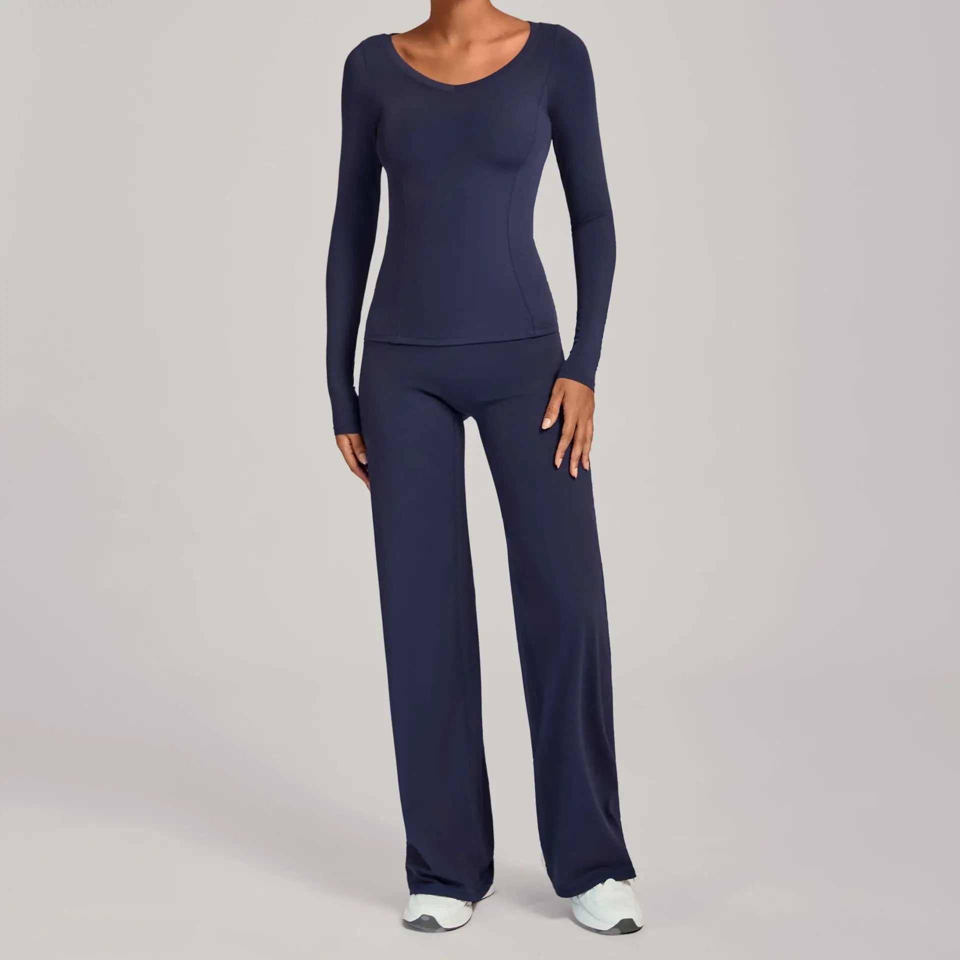 2PCS Yoga Set Women Yoga Pant Workout Tracksuit Sportswear Gym High Waist Straight Leg Bottoms Fitness Bta Sports Suit XP01