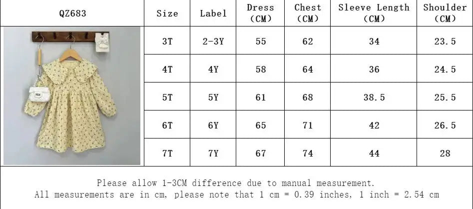 Sweet Beige Floral Autumn Girls Dress