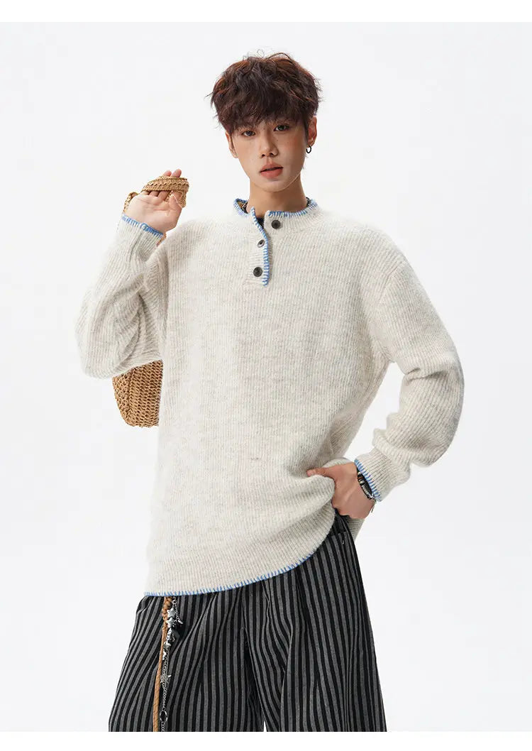 Korean Button Knit Pullover