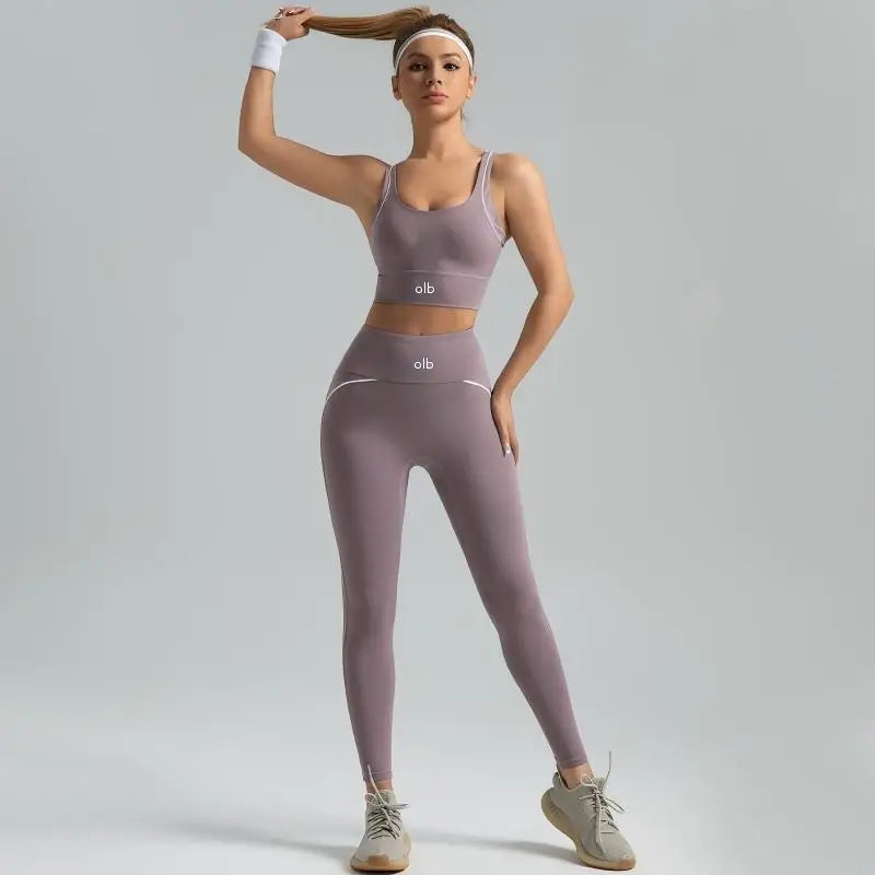 Women's set, slim fit yoga set, high-intensity exercise set, high elasticity, breathable fitness yoga suit