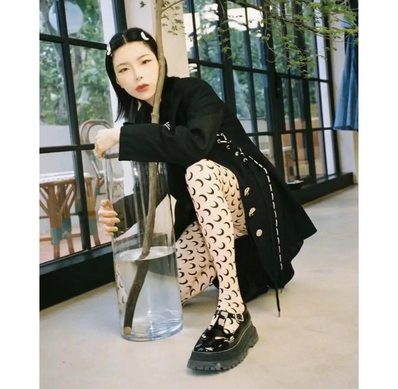 Women Jumpsuit Y2K Streetwear Moon Print Jumpsuit Elastic Long Sleeve Round Neck Autumn Sexy Fashion Bodysuit