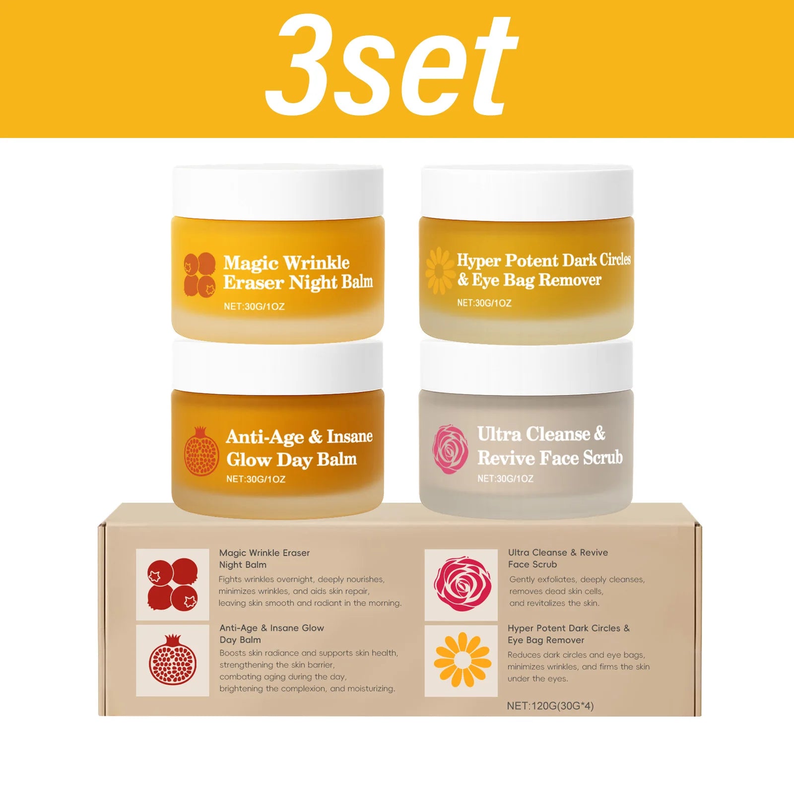 Skincare Set Day Night Cream Eye Cream Face Scrub Moisturizing Revitalizing Firming Radiance Glow Hydrating Routine
