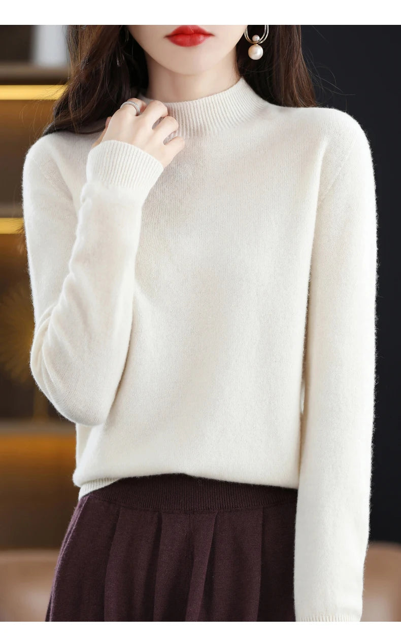 Merino Wool Mock Neck Pullover