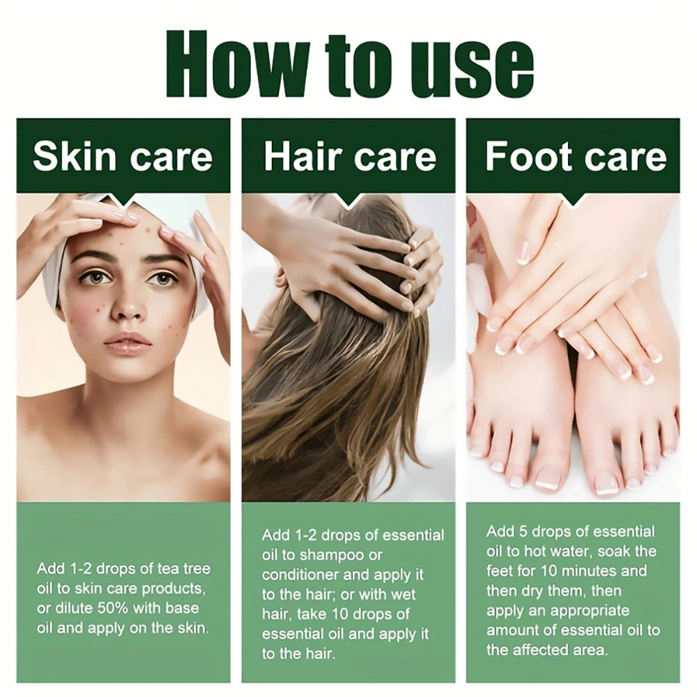 Natural Tea Tree Oil Moisturizing Facial Body Feminine Skin Care Skin Repair Moisturizing Aromatherapy Pure Massage Essential Oi