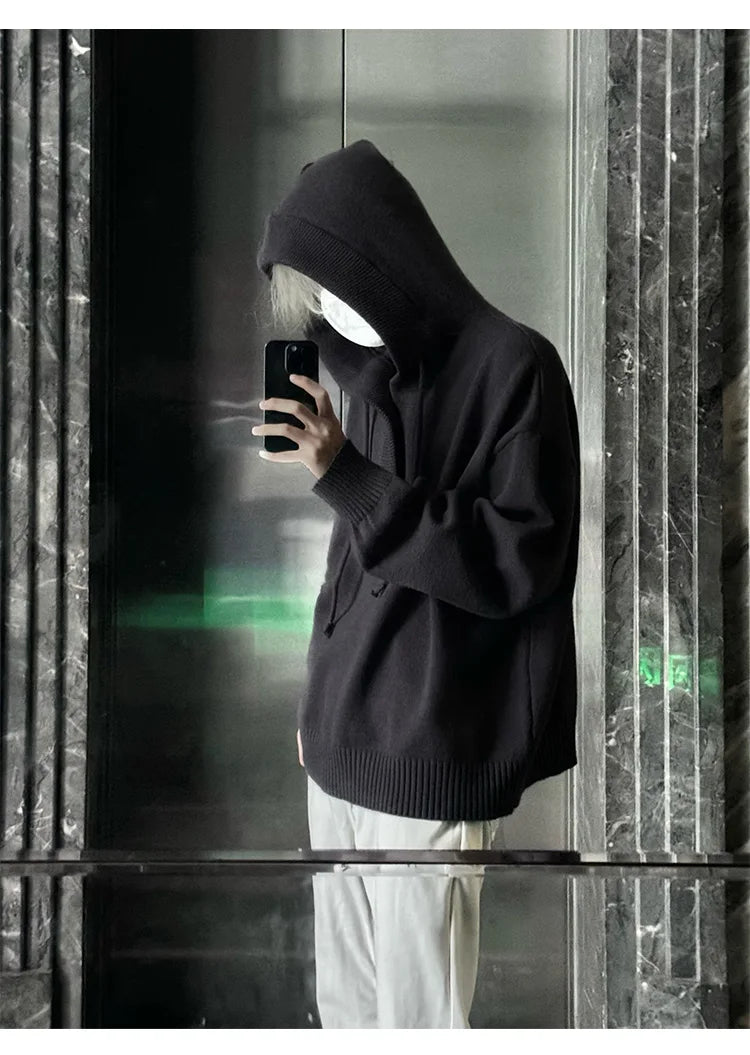New Autumn Winter Sweaters for Men Loose Trendy Brand Hooded Pullover Sweaters