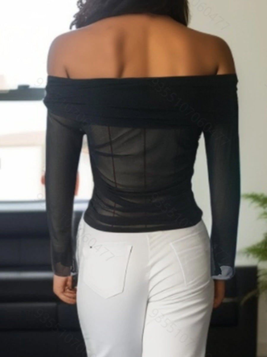Off-Shoulder Mesh Top