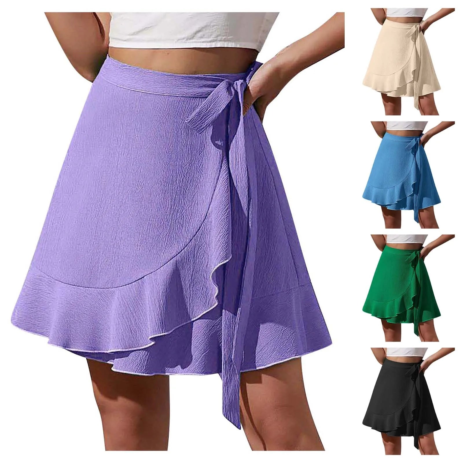 High Waist Chiffon Ruffle Skirt
