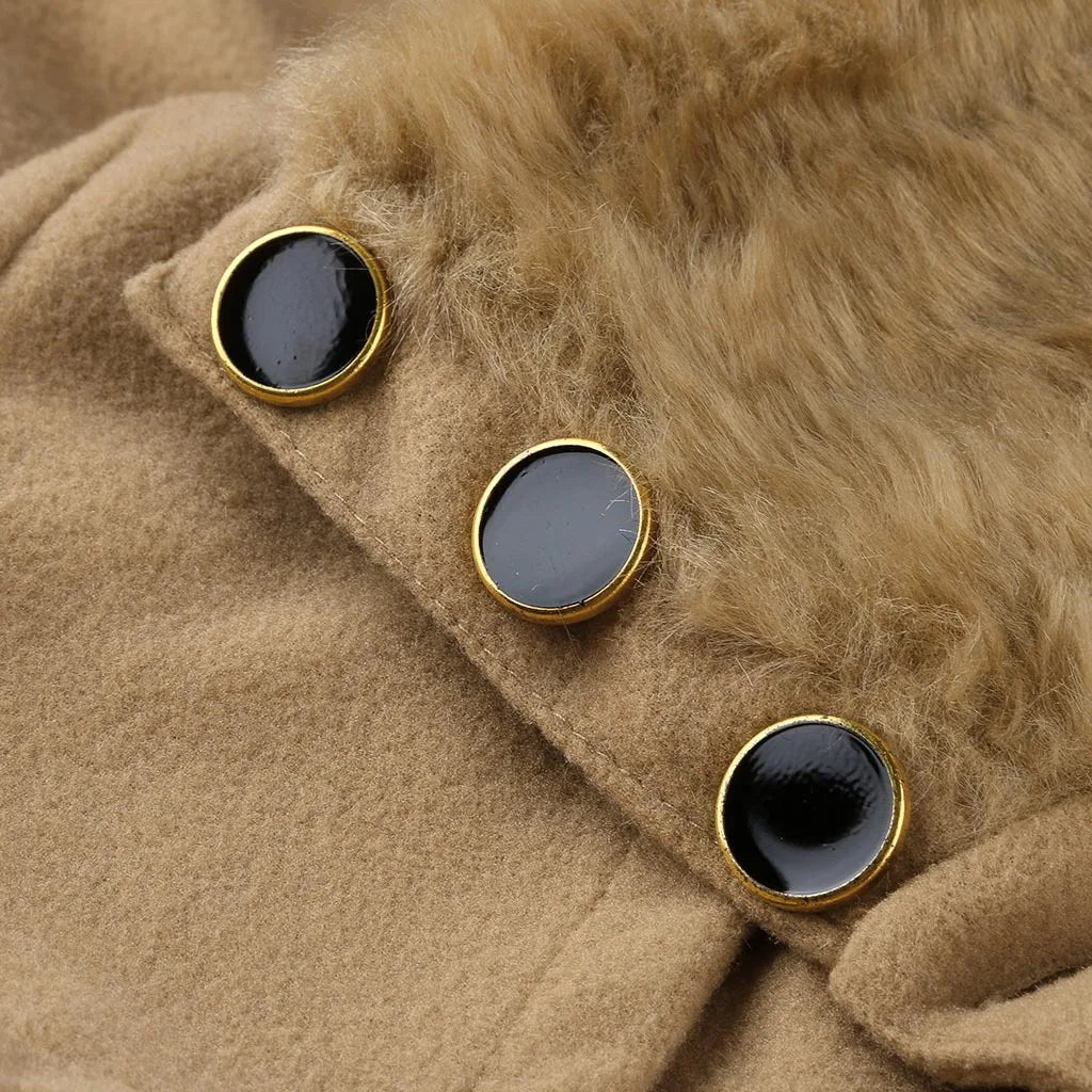 Fur Collar Wool Trench Coat