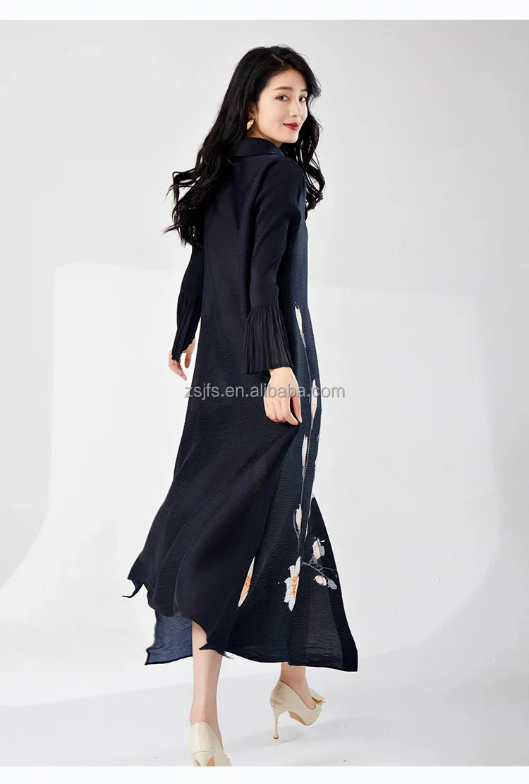 Elegant Pleated Loose Maxi Dress