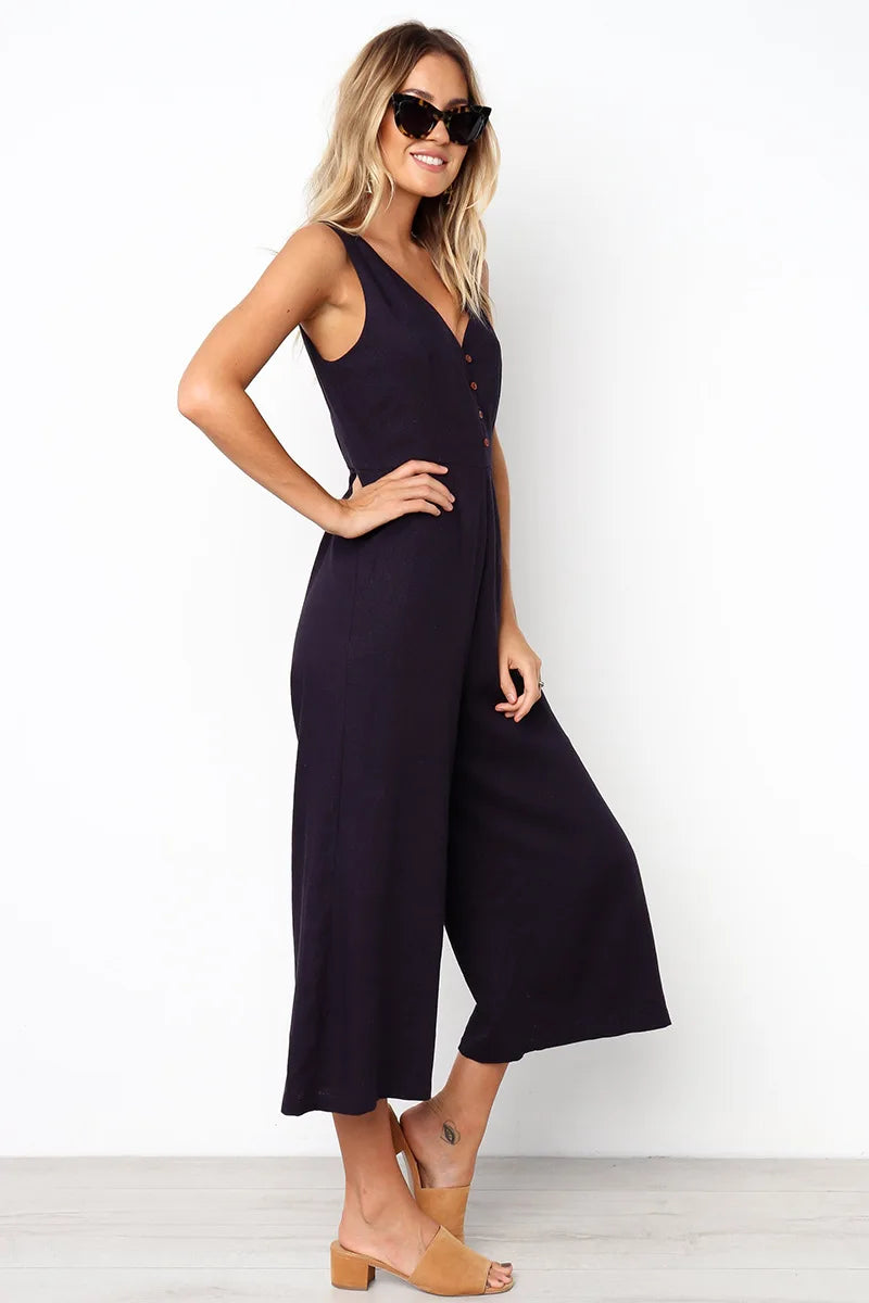 Urban V-Neck Streetwear Jumpsuit