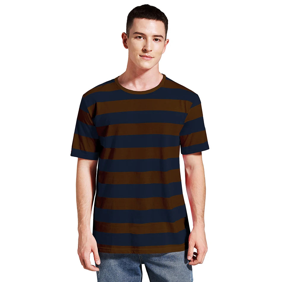 Men Striped T-Shirt Stripes Top Tees Male Fashion Short Sleeve Shirts Costume Cosplay Party Blue Red White Black Yellow T Shirt