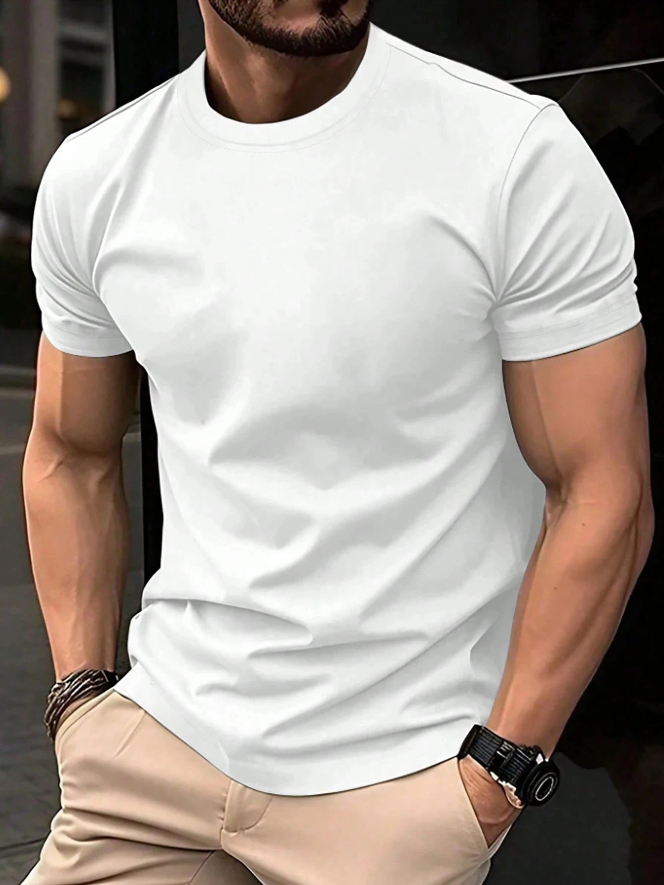 Essential Solid Cotton Casual Tee