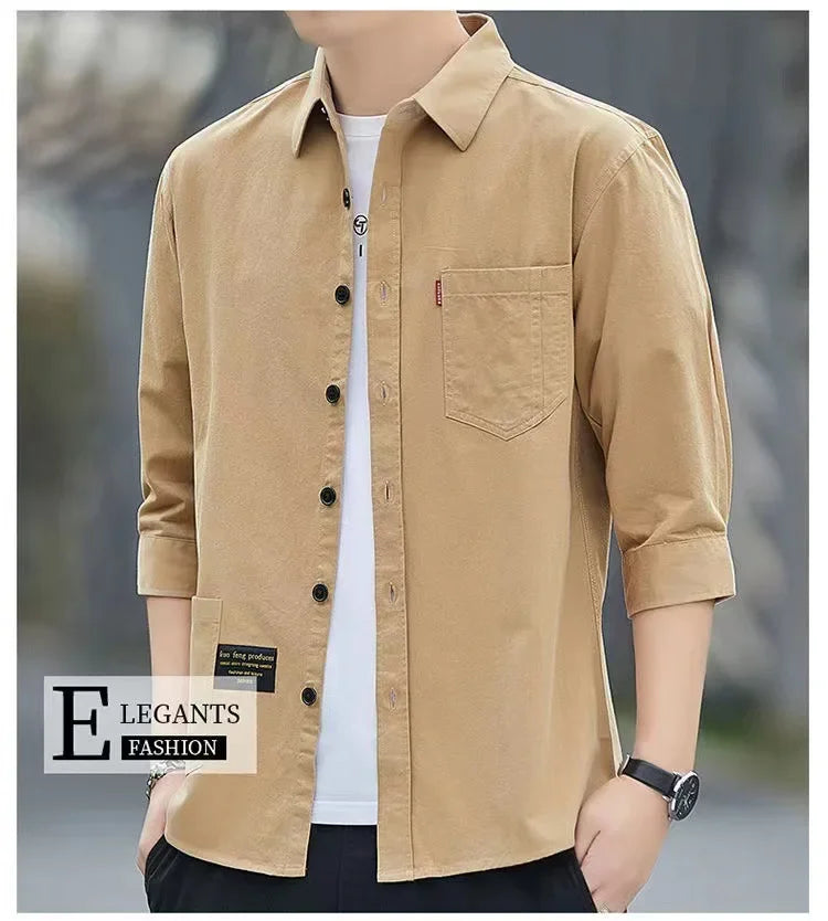Summer Casual Solid Shirt Men