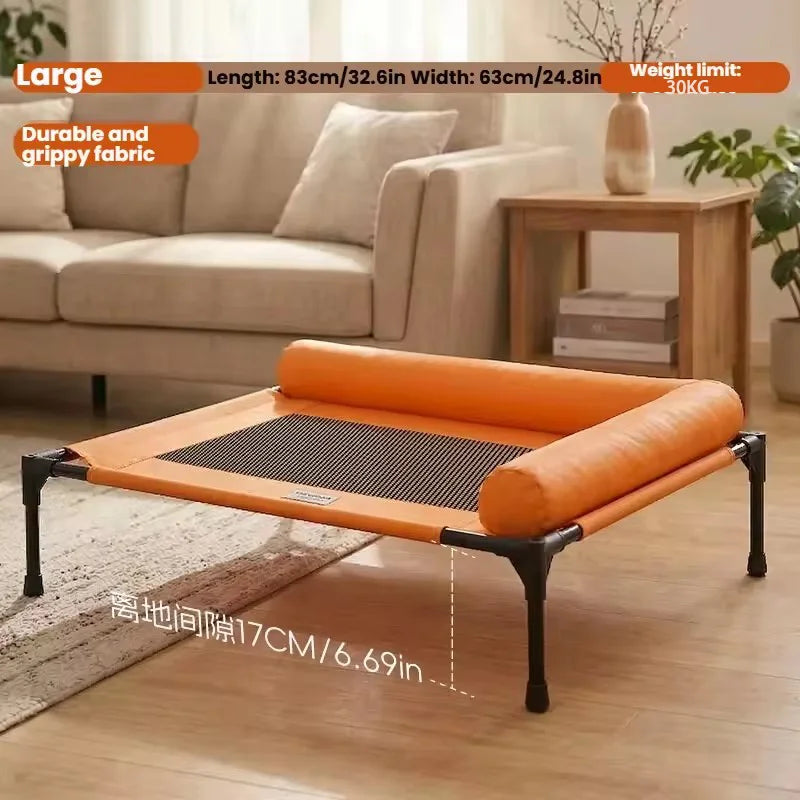 Pet Furniture Mesh Elevated Dog Beds Breathable Removable Raised Dog Bed With Soft Pillow Outdoor Dog Cat Bed Patio Sunbathing