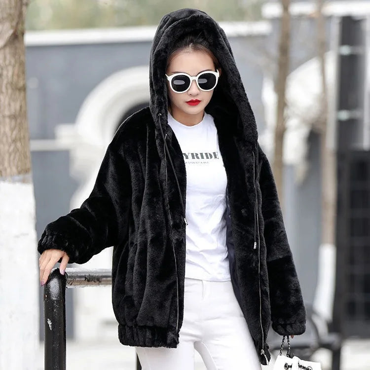 Plush Hooded Flannel Winter Jacket