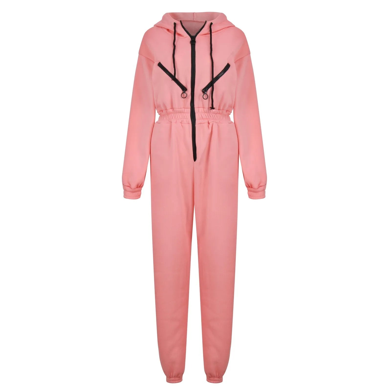 Fleece Hooded Wide Leg Jumpsuit