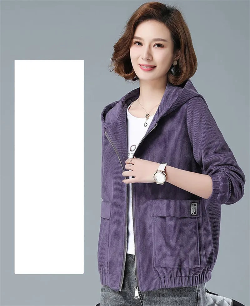 Corduroy Hooded Loose Jacket