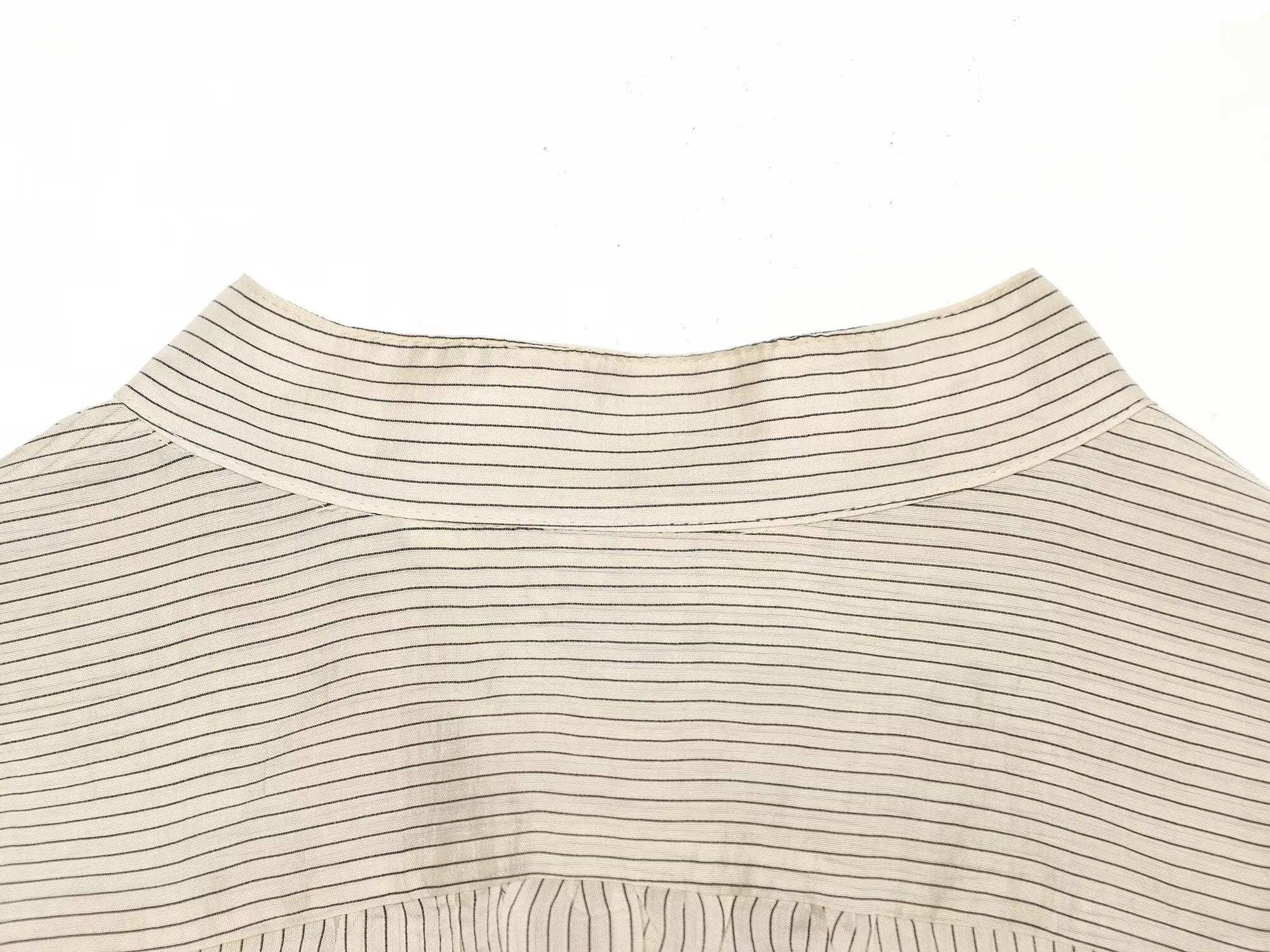 Women Trendy Sexy Striped Shirts Summer Female Chic Rope Buttons Sheer Shirts Lady High Street Elegant Long Sleeve Blouse Tops
