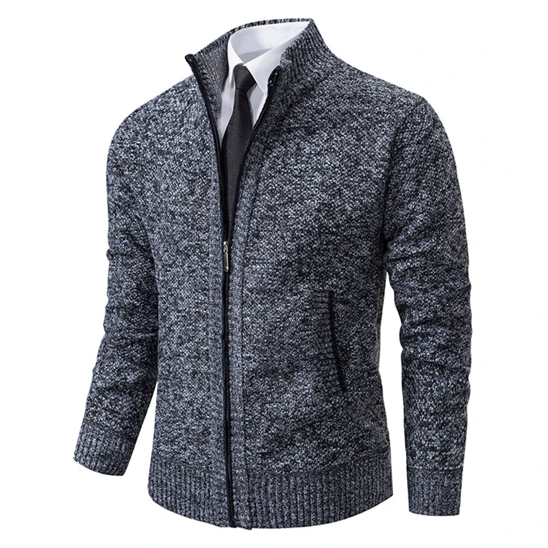 Stand Collar Fleece Zip Cardigan