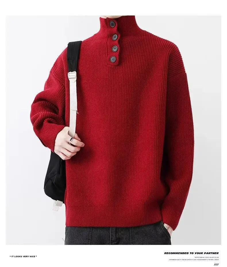 Sweater Men's Winter Turtleneck Base Layer Warm Thickened Wool Pullovers