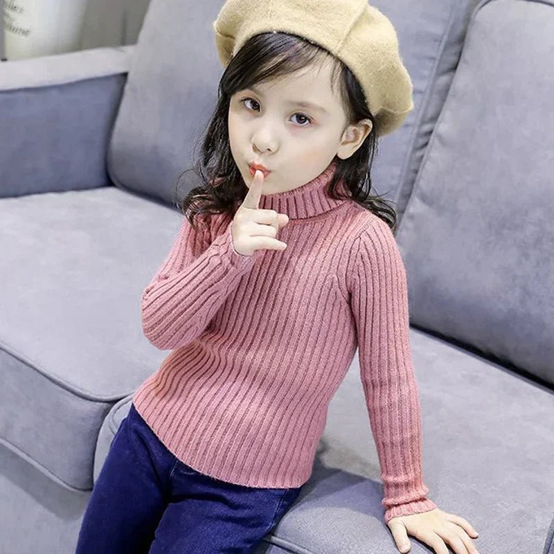 New Sweater Kids Sweaters Autumn Girls Turtleneck Sweaters 1-9Yrs Baby Boys Pullover Winter Knitted Bottoming Boys Sweaters