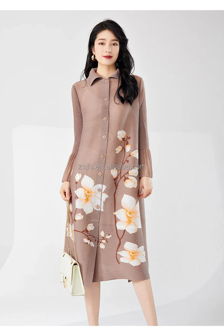 Elegant Pleated Loose Maxi Dress