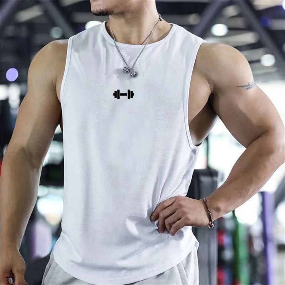 Summer Men's Tank Top Fitness Training Clothing Quick-drying Loose Bodybuilding Sleeveless Shirt Men Fashion Basketball Vest