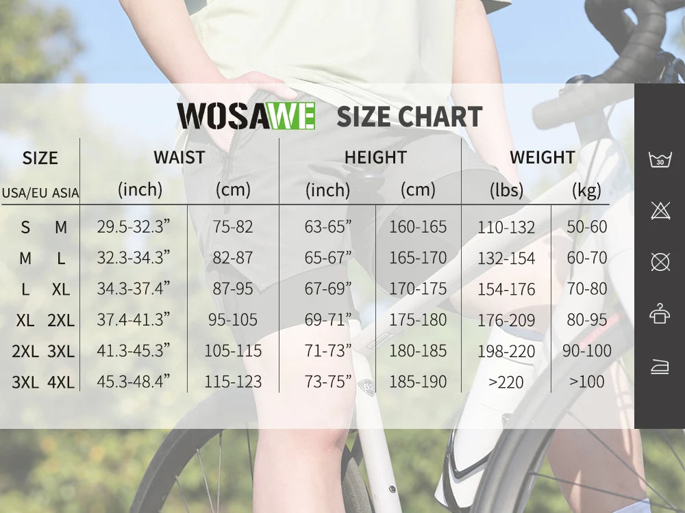 WOSAWE MTB Shorts Summer Men Cycling Shorts 2 in 1 Mountain Bike Padded Shorts Double Layer Downhill Bike Quick Dry Short Pants