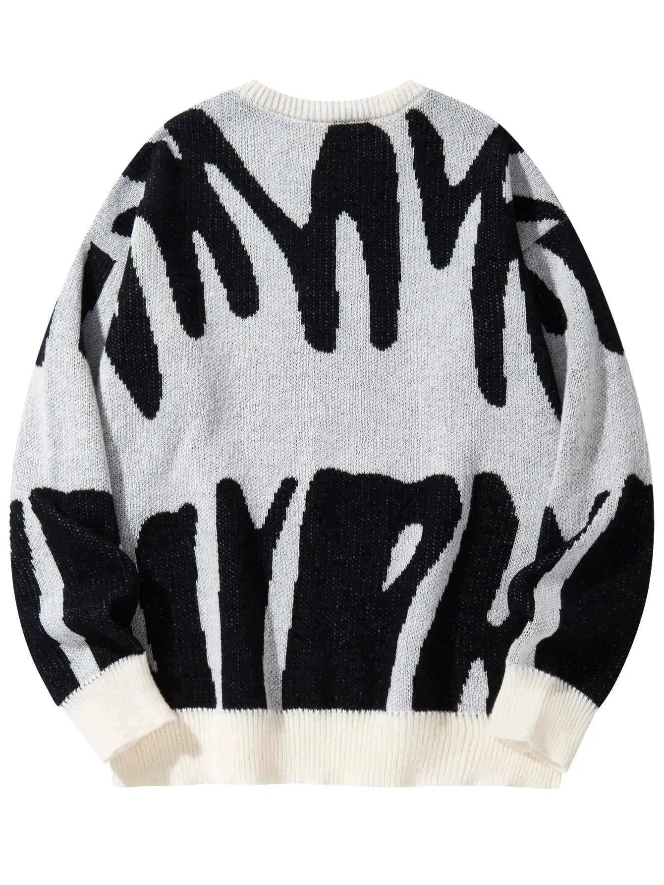 Geometric Knit Contrast Pullover Sweater