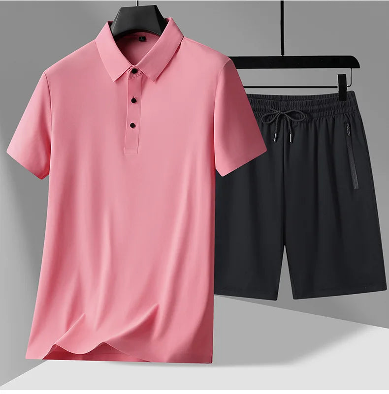 polo Shirts + shorts 2024 summer new style fashion Sportswear Men's Casual Sets Male Fashion shirts and shorts full size M-4XL