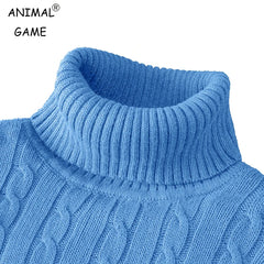 Outdoor Men's Long Sleeve Knitted Sweaters Slim Fit Turtleneck Sweater Casual Pullover Sweater Winter Basic Heavyweight Top
