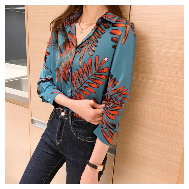 Fashion ladies shirts New elegant Women Blouses Long Sleeve Button-Down Tops blusa mujer