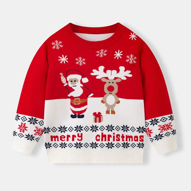 Winter Cartoon Knit Kids Pullover Sweater