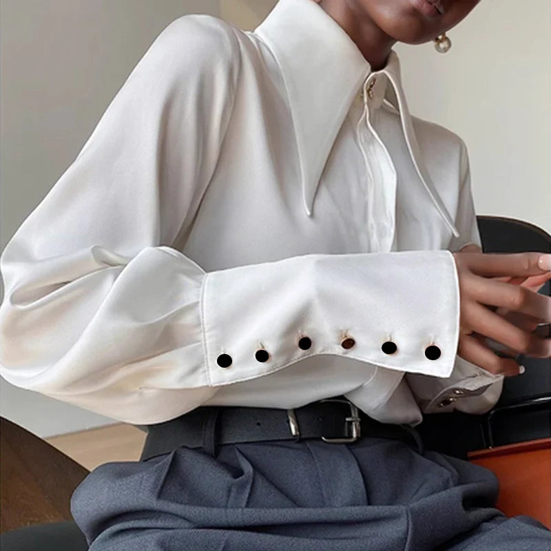 Elegant Satin Office Casual Shirt