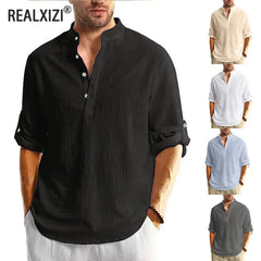 Lightweight Henley Casual Shirt Men