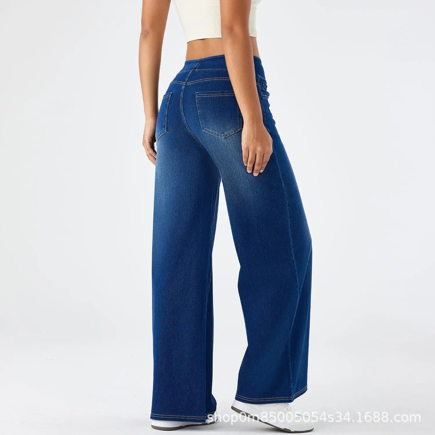 Wide Leg Zipper Detail Jeans