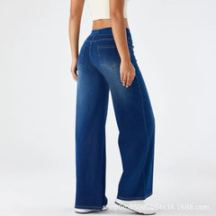 Wide Leg Zipper Detail Jeans